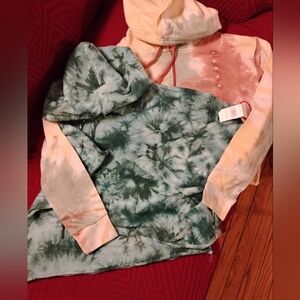 Women’s Tie-Dye crop  Hooded Sweater  Casual Pullover bundle  size small and med